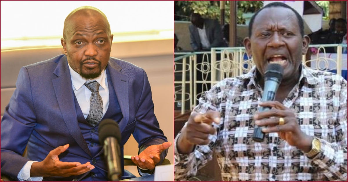Collaged photos of CS Moses Kuria and Tigania East MP Mpuru Aburi.